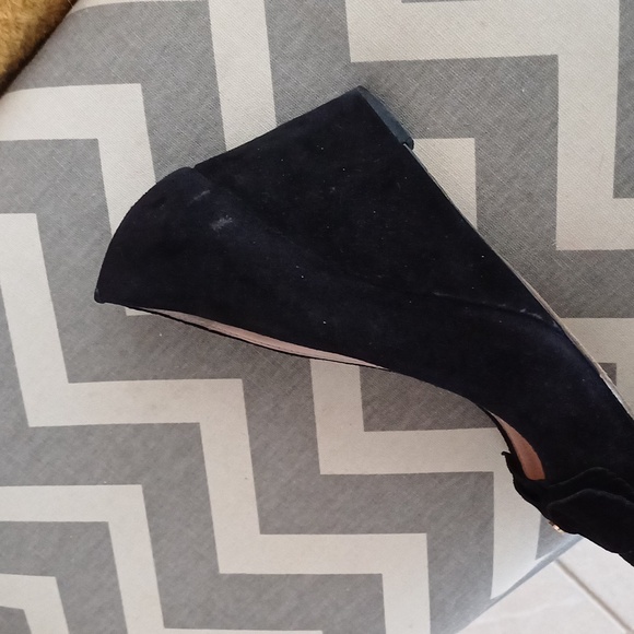 🔥🔥🔥Kate Spade New York Whitlee suede black bow wedge slip ons 10.5 - Picture 3 of 16